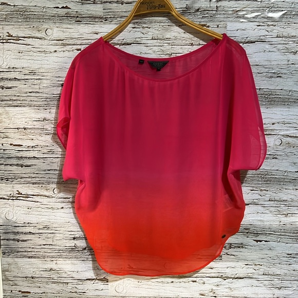 🇺🇸 Guess sheer bright blouse size XS - Picture 2 of 7